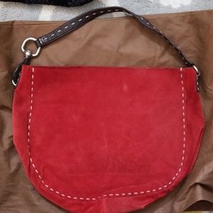 Donald J. Pliner slouch red suede bag